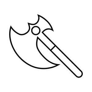 古代武器符号图标轮廓轮廓斧头孤立在白色背景上. 符号符号.