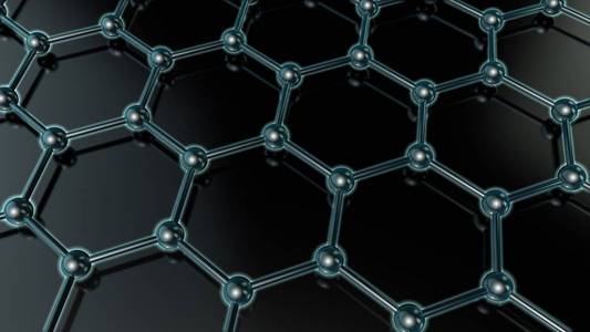 未来石墨烯碳分子超导体材料发光晶格在黑暗背景下的三维图解。 纳米技术的想法。 3D渲染