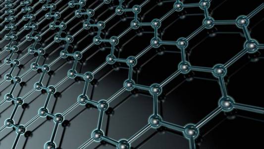 碳材料未来石墨烯碳分子超导体材料发光晶格在黑暗背景下的三维图解.