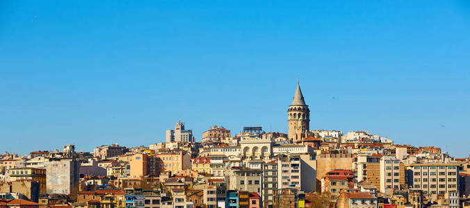 塔中世纪地标在土耳其伊斯坦布尔 beyoglu 区历史建筑与加拉塔