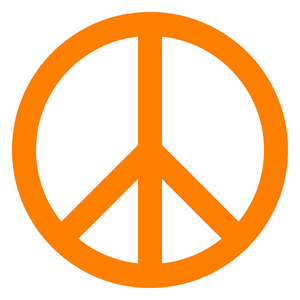 和平符号图标橙色简单孤立矢量插图