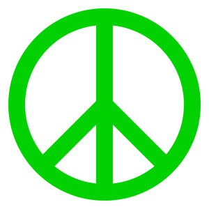 和平符号图标绿色简单孤立矢量插图