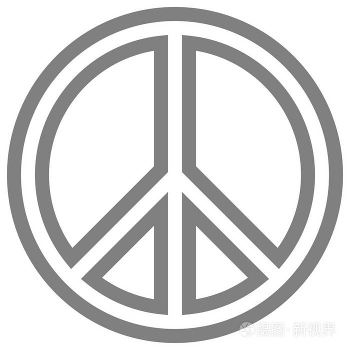 和平符号图标中灰色简单勾勒孤立矢量插图