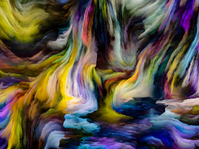 多种色彩颜料条纹的创意排列作为创意,艺术和设计主题的概念隐喻照片