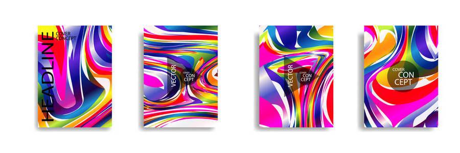 色彩鲜艳的液体油漆的抽象纹理。 矢量封面书，大理石颜色在EPS10