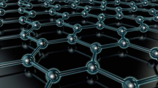 未来石墨烯碳分子超导体材料发光晶格在黑暗背景下的三维图解。 纳米技术的想法。 3D渲染