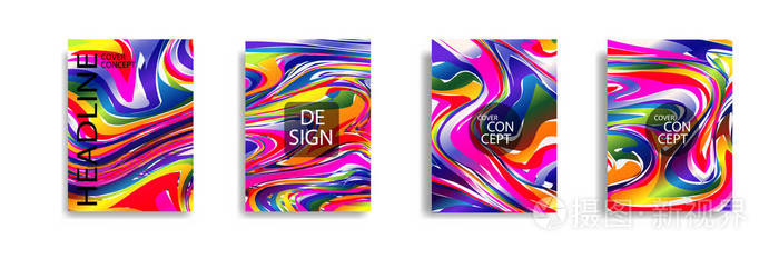 色彩鲜艳的液体涂料的抽象质感矢量封面书大理石颜色的eps10