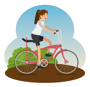 妇女骑自行车车辆做运动
