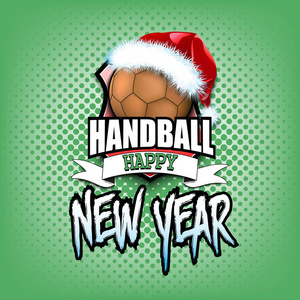 手球与圣诞老人帽子和快乐的新年