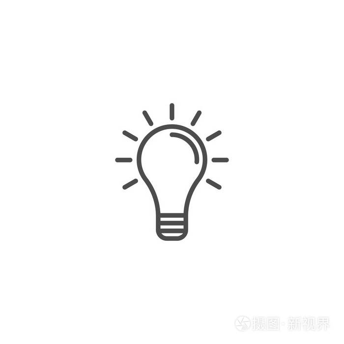 灯泡线图标矢量隔离在白色背景