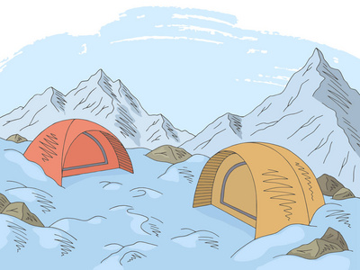 雪山帐篷图片