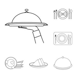板材和礼仪标志的向量例证。收集网络的盘子和晚餐股票符号
