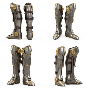 铁的幻想高统靴骑士盔甲孤立在白色背景上。3d 图