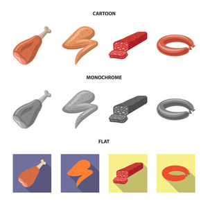 肉和火腿图标的矢量插图。肉和烹调股票向量例证的集合
