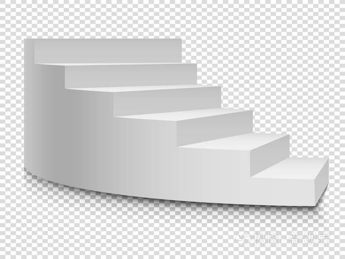 白色3d 圆形梯子.矢量楼梯或楼梯在透明的背景下成功