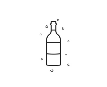 酒瓶线图标。 梅洛或赤霞珠标志。