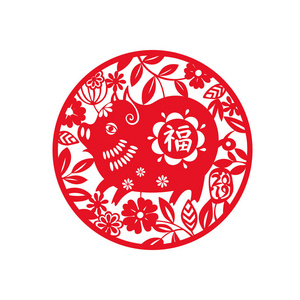 中国十二生肖圆设计.中国传统剪纸艺术图案照片