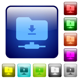 下载ftp图标圆形方形颜色光泽按钮设置