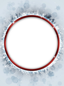 红色抽象圆圈复制空间与雪花和灯光