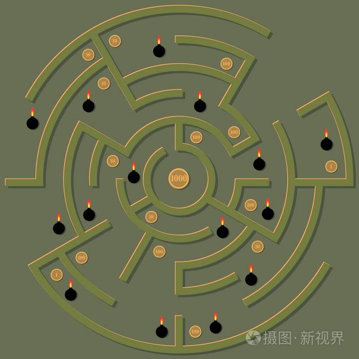 一个充满珍宝和陷阱的不可逾越的迷宫插画-正版商用图片167wlk-摄图新