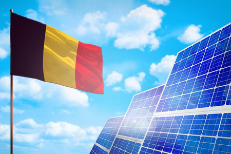 比利时替代能源太阳能概念与全球变暖与全球变暖工业插图3D插图