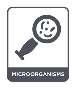 微生物图标在时尚的设计风格。 微生物图标分离在白色背景上。 微生物载体图标简单现代平面符号。