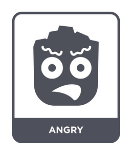 时尚设计风格的愤怒图标。愤怒的图标孤立在白色背景上。愤怒矢量图标简单和现代平面符号的网站，移动，标志，应用程序，UI。愤怒图标矢