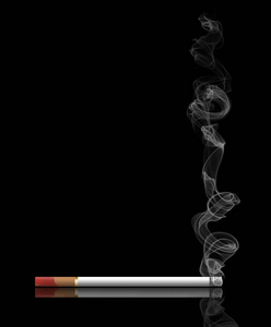 吸烟的女人的话题是用一支燃烧的香烟来说明的,这支香烟上有红色的