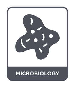 微生物图标在时尚的设计风格。 微生物图标分离在白色背景上。 微生物学矢量图标简单现代平面符号。