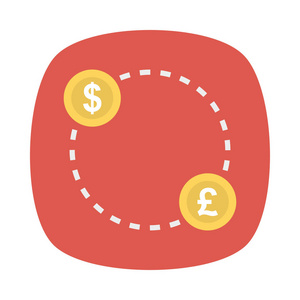 美元货币兑换平面图标插图