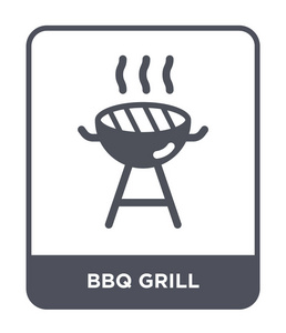 bbq叉烧烤烧烤图标在时尚的设计风格. 烧烤烧烤图标隔离在白色背景上.