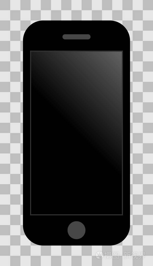 智能手机图标黑色与关闭黑色渐变屏幕隔离矢量插图