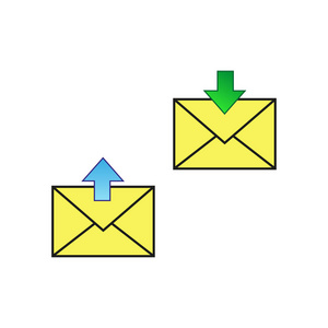 带有信封和箭头的数据存储图标，矢量图