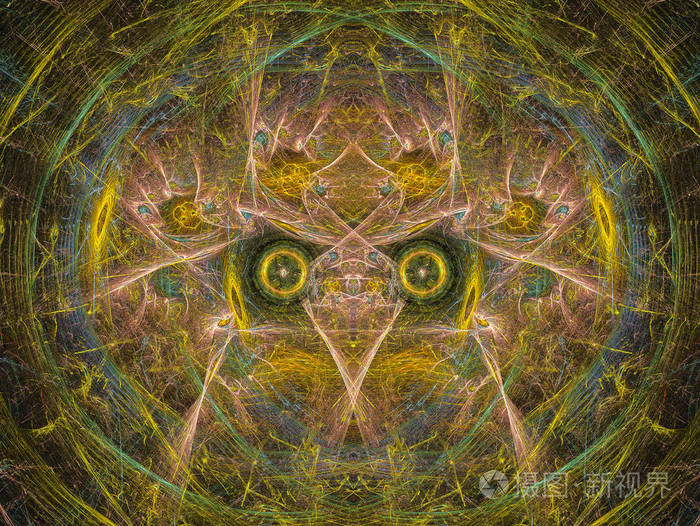 计算机生成的艺术抽象图形设计魔法能量五彩分形三维渲染