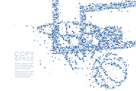 抽象几何方块图案篮球篮圈射击形状运动概念设计蓝色插图与白色背景分离与复制空间矢量EPS10