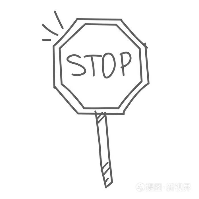 停止标志涂鸦图标. 路标矢量图插画-正版商用图片168k69-摄图新视界