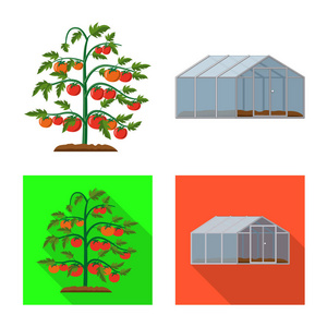 温室和植物图标的向量例证。集温室和花园股票向量例证