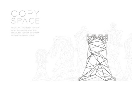 国际象棋机器线架多边形银框架结构商业策略概念设计插图隔离黑色梯度背景与复制空间矢量EPS10