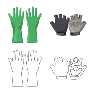 手套和冬季标志的矢量设计。一套手套和设备库存矢量图