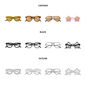 独立的眼镜和太阳镜标志的对象。眼镜套和附件股票矢量图