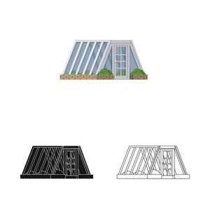 温室和植物符号的向量例证。收集温室和花园矢量图标的股票