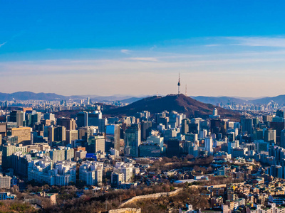 韩国首尔市美丽的建筑与建筑城市景观