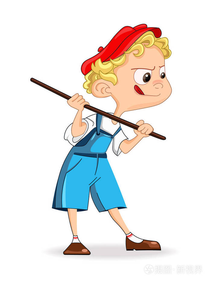 可爱的男孩捕捉的东西向量.在白人查出的动画片字符例证