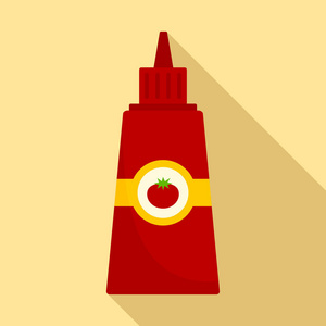 番茄酱瓶图标, 扁平风格