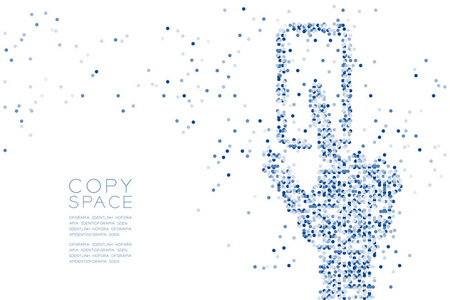 抽象几何圆点图案手触摸屏智能手机形状概念设计蓝色插图隔离白色背景与复制空间矢量EPS10