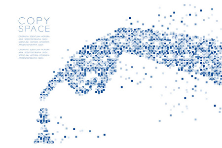 抽象几何方块图案手工移动棋子形状概念设计蓝色插图与白色背景隔离拷贝空间矢量EPS10