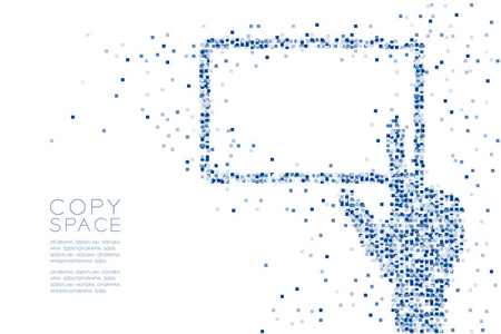 抽象几何方块图案手触摸屏幕平板形状概念设计蓝色插图与白色背景隔离与复制空间矢量EPS10