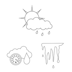 天气和气候标志的向量例证。收集天气和云彩股票向量例证