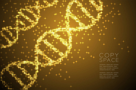 摘要闪亮的星型DNA形状科学概念设计金色插图分离棕色梯度背景与复制空间载体EPS10
