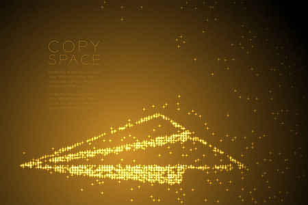 抽象闪亮的星型纸平面形状商业视觉概念设计金色插图隔离棕色梯度背景与复制空间矢量EPS10